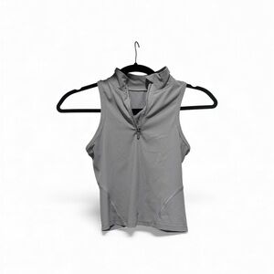 🔥 LULULEMON WOMENS RIB ZIP FRONT CROPPED TANK TOP- Rhino grey - size 00
